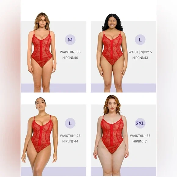 NWT SHAPELLX Lace Bodysuit Tummy Control Shapewear Backless Body Suits Thongs - Picture 5 of 9